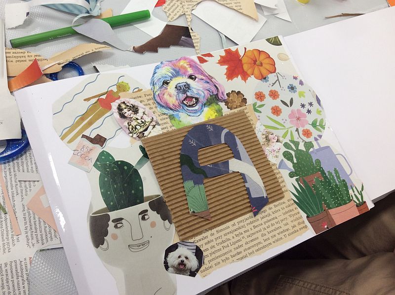 Zdjęcie przedstawia harmonijkową książkę. Uczniowie opisują swój dom, rodzinę, marzenia i zainteresowania.